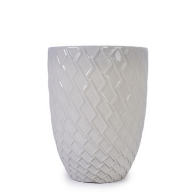 Syemin Planters Ceramic Flowerpot with Drainage Holes, Modern Indoor and Outdoor Planter for Patio, Garden, White, 16.54"*16.54"*21.26"