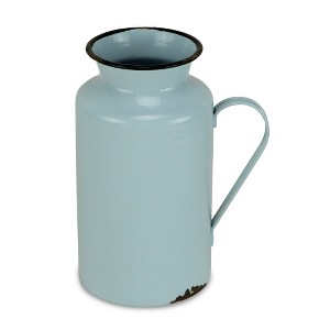 HomeRoots 10" Blue and Black Metal Jug Vase - 1 of 4