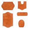 Waterford Tufted Bath Rug, Extra Soft and Absorbent, Non-Slip Plush Bath Carpet, Machine Wash, Bathroom bath rug, 5 Pcs Set with Lid Cover, Terracotta - 2 of 4