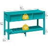 Raised Garden Bed with Shelf, Turquoise HDPE Elevated Planter Box for Outdoor Vegetables or Herbs - 4 of 4