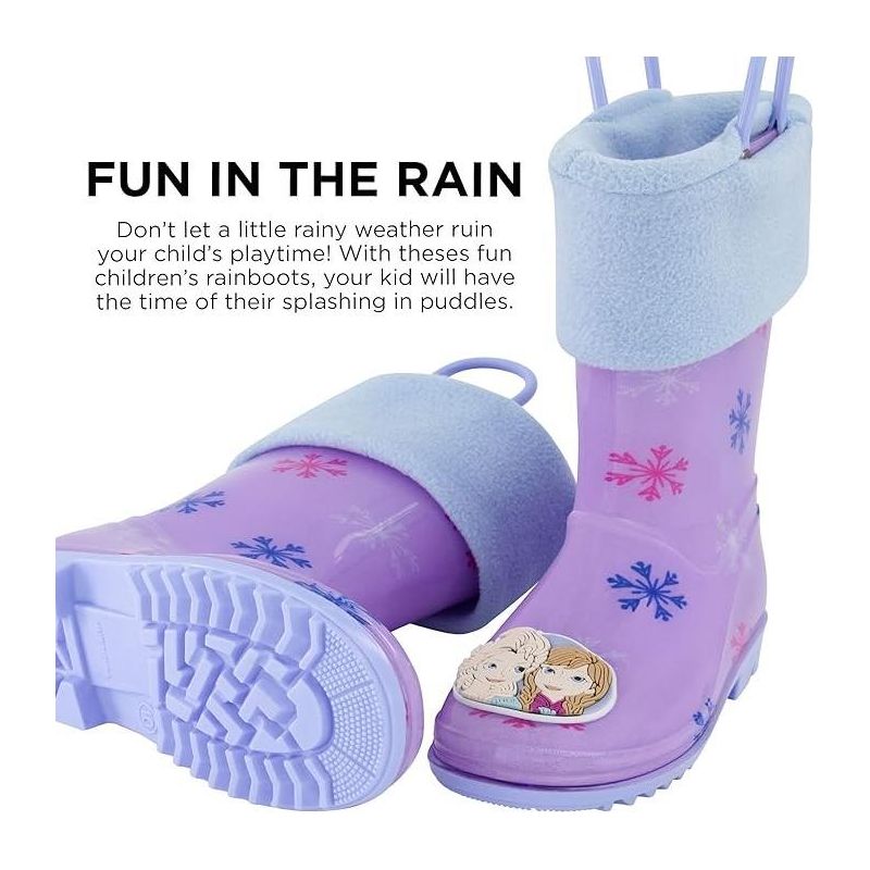 Frozen Anna & Elsa Girl's Rain Boots with Soft Removable Liner, Kids (1-8 Years), 2 of 8