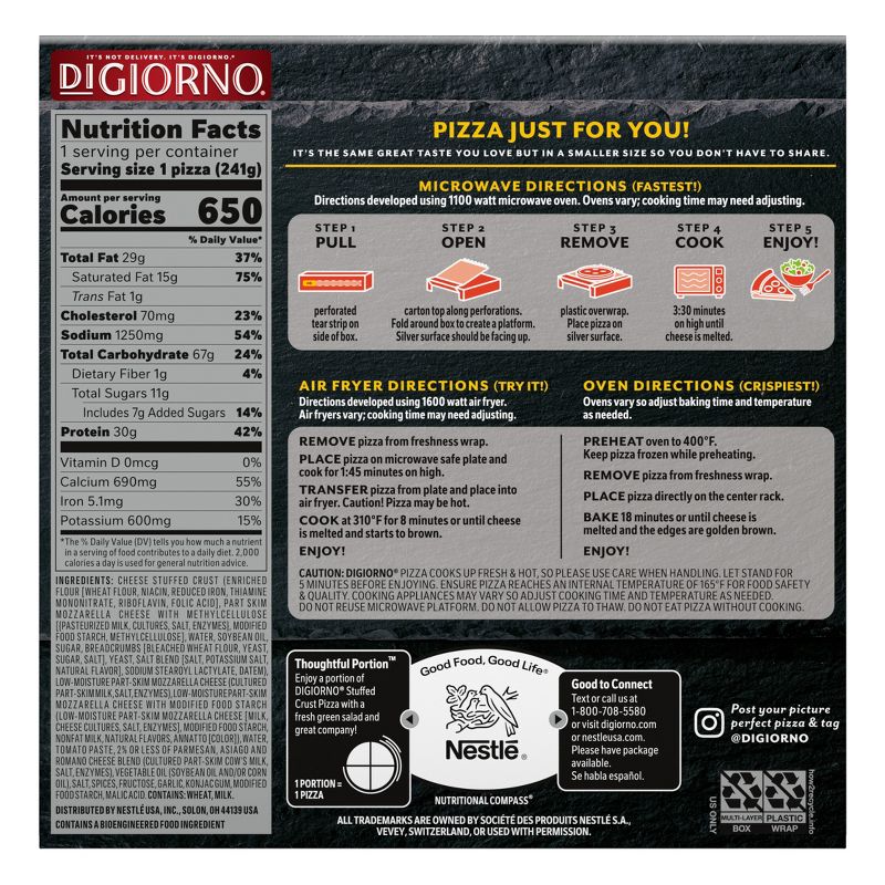DiGiorno Cheese Stuffed Crust Four Cheese Frozen Pizza - 8.5oz, 3 of 7