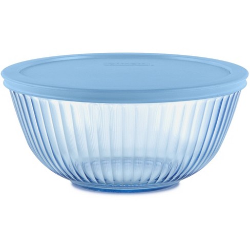 Pyrex® Sculpted Tinted 2.3qt Lidded Mixing Bowl Blue : Target