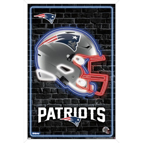 Trends International Nfl New England Patriots - Neon Helmet 23 Framed Wall  Poster Prints White Framed Version 22.375' X 34' : Target