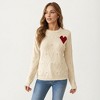 Anna-Kaci Women's Knit Top with Textured Heart Pattern and Contrast Heart Accent Detail in a Soft Cozy Pullover Design - 2 of 4