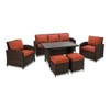 Chic Crate - Parkhurst 6-Piece All-Weather Rattan Outdoor Set with Vibrant Orange Cushions & Table - 2 of 4
