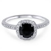 Pompeii3 1 1/10ct Treated Black Diamond Cushion Halo Engagement Ring 14K White Gold - 4 of 4