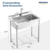 ROVSUN Stainless Steel Utility Sink with Faucet and Storage Shelf, 35.4"D x 22.4"W x 36.9"H, Single Bowl Freestanding Wash Station for Pet Grooming - 4 of 4