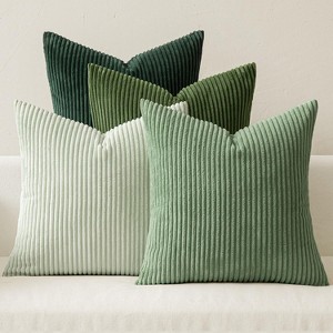 Boho Sage Green Throw Pillow Covers 18x18 Inch Set of 4 Mordern Nordic Cushion Covers Soft Corduroy Home Decor for Couch Bed Sofa Forest Green - 1 of 4