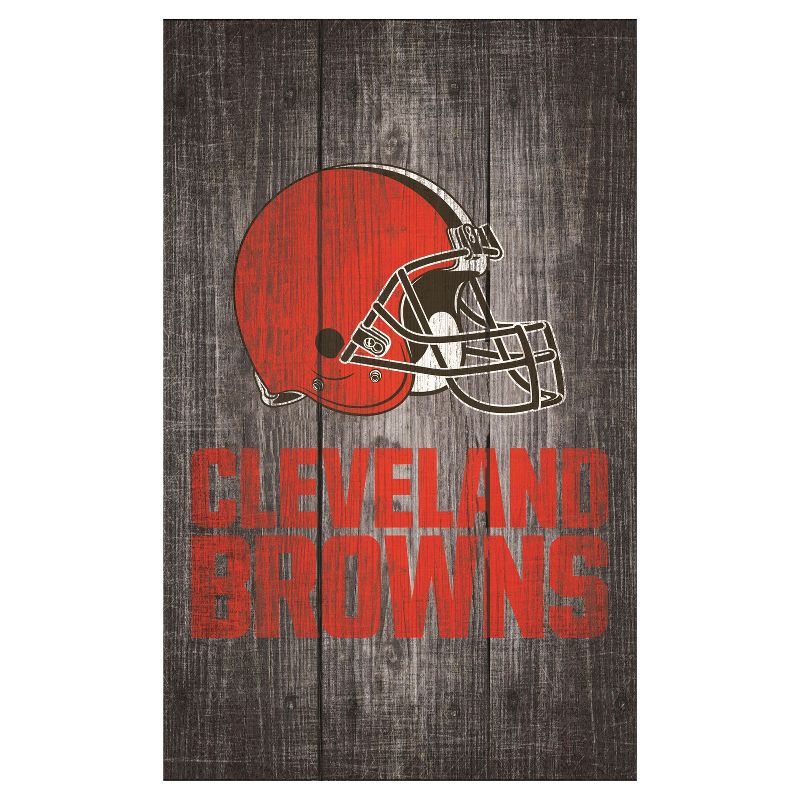 NFL Fan Creations Gray Distressed Wood Logo 11x19 in. Sign, 1 of 2