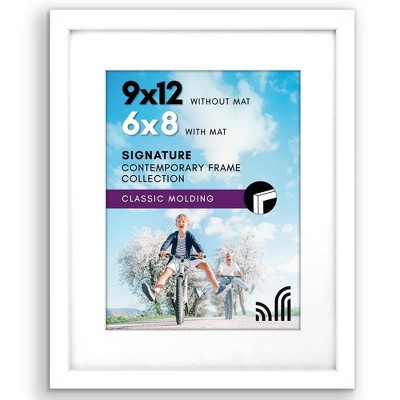 Americanflat Picture Frame in White MDF / Shatter Resistant Glass Horizontal and Vertical Formats for Wall - 9" x 12"