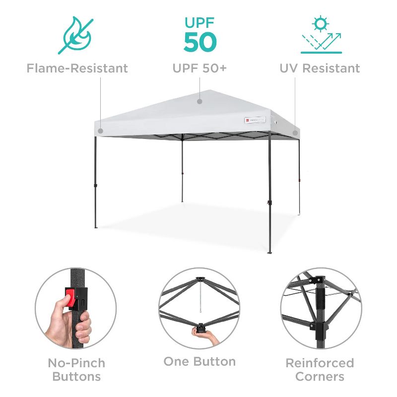 Best Choice Products 12x12ft Easy Setup Pop Up Canopy w/ 1-Button Setup, Wheeled Case, 4 Weight Bags, 4 of 9