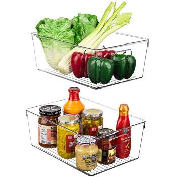 Sorbus 2 Pack Large Clear Plastic Container Bins - Great for Organizing the Kitchen, Fridge, Pantry and More