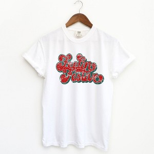 Simply Sage Market Women's Distressed Feelin' Festive Short Sleeve Garment Dyed Tee - 1 of 4