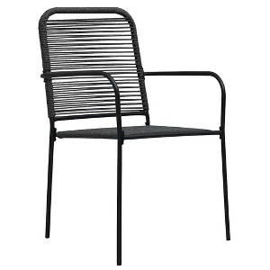 vidaXL Set of 4 Patio Chairs - Modern Retro Style Outdoor Seating, Durable Black Cotton Rope and Powder-Coated Steel, Suitable for Garden, Deck, Patio - 1 of 4