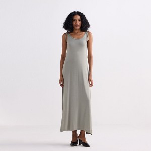 Reistor Womens Tie-Detail Maxi Dress in Light Olive - 1 of 4
