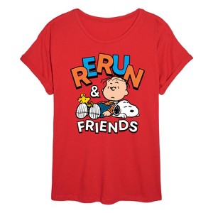 Women's - Peanuts - Rerun And Friends -Womens Oversized Graphic T-Shirt Oversized Graphic T-Shirt - 1 of 4