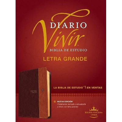 Biblia de Estudio del Diario Vivir Rvr60, Letra Grande (Letra Roja, Sentipiel, Café/Café Claro) - Large Print by  Tyndale (Leather Bound)