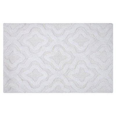 Knightsbridge Luxurious Block Pattern High Quality Year Round Cotton with Non-Skid Back Bath Rug 17 x 24 Ivory