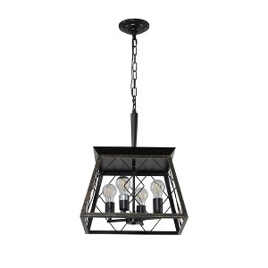 Farmhouse Chandelier Light with 4-Light, Retro Industrial Hanging Light Fixtures With Chain For Dining Room Kitchen Island Living Room (No Light Bulb) - 1 of 4