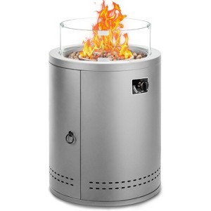 ZAFRO Circular 20 inch Propane Fire Pit, Outdoor Gas Fire Pit with Lava Rocks, Protective Cover, Glass Wind Guard for Party/Backyard/Patio, Grey - 1 of 4