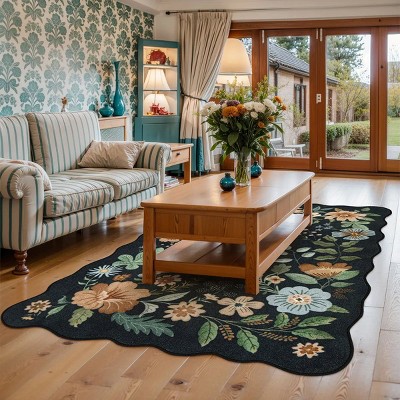 Lahome Machine Washable Back to College Series Floral Plant Floor Mat-Natural Bio-Printed Soft Rug for Living Room, School, Bedroom, or Entryway