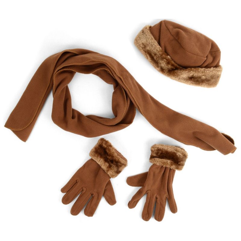 Women's Solid Fleece 3-Piece gloves scarf Hat Winter Set, 1 Pack Or 2 Pack, 2 of 5