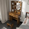 YONWAY Makeup Vanity Table Compact Dressing Desk with Mirror, Power Outlet, Hairdryer Holder and Stool for Small Bedrooms - 2 of 4