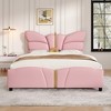 CAVINAS Full/Queen Size Upholstered Bed Frame with Butterfly Shaped Headboard,PU Leather Platform Bed with Gold Metal Decorations for Bedroom - 2 of 4