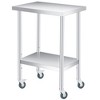 Stainless Steel Table, Heavy Duty Worktable with Adjustable Undershelf and Locking Casters, 2 Tier Metal Prep Table for Kitchen, Restaurant, Garage - 2 of 4