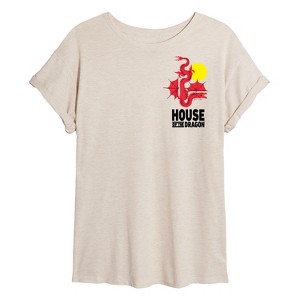 Women's - House Of The Dragon - House of The Dragon Dragon Illu Oversized Graphic T-Shirt - 1 of 4