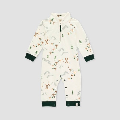 Burt's Bees Baby® Boys' Hittin' The Slopes French Terry Collard Jumpsuit - 3-6M