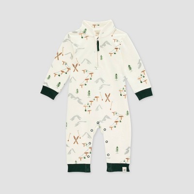 Image of Burt's Bees Baby® Boys' Hittin' The Slopes French Terry Collard Jumpsuit - 6-9M