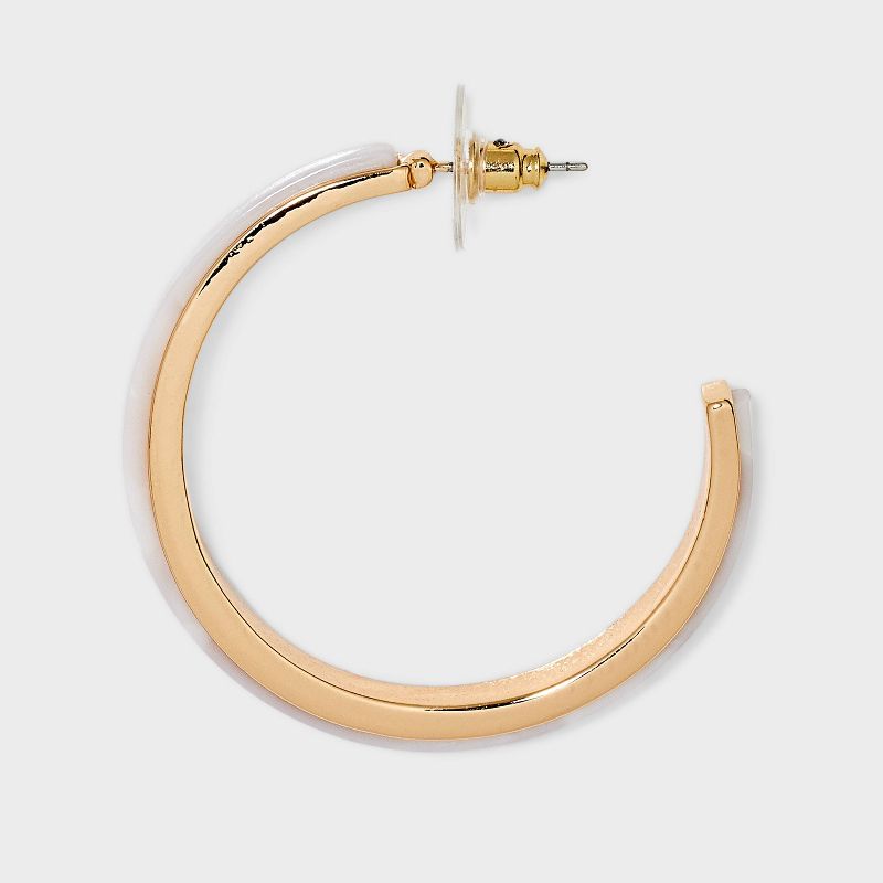 Inlay Hoop Earrings - A New Day&#8482; Gold/White, 4 of 23