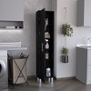 Munora 70" Tall Storage Cabinet - Broom Closet with 4 Shelves & Broom Hangers - Slim Black Organizer for Garage/Laundry Room - 2 of 4