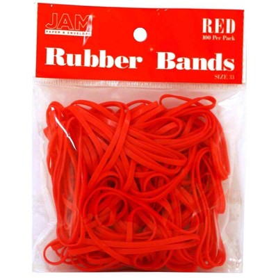 JAM Paper 100pk Colorful Rubber Bands - Size 33 - Red