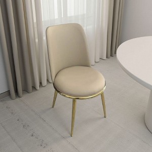 Royal Hampton Side Dining Chair Set of 2, Gold Metal, Taupe Faux Leather, Round Seats - 1 of 4