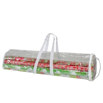 Northlight 30” White and Transparent Christmas Gift Wrap Organizer Bag with Handles