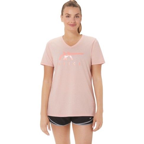 Asics Women's Stripes Vneck Training Apparel, S, Pink : Target