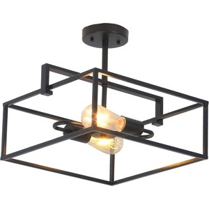 Chloe Lighting CH6H410BK14-SF2 Nolan Farmhouse 2 Light Black Square Semi-Flush Ceiling Pendant 14.25" Wide - 1 of 4