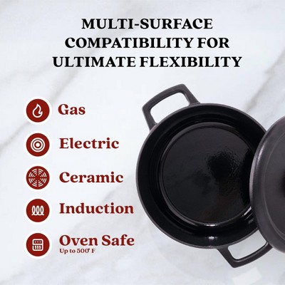 Nori Black Enameled Cast Iron 5 Qt Dutch Oven with Lid
