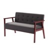 Solid Wood Loveseat, Modern 2-Seater Sofa with Tufted Back & High-Density Foam Cushion, 49"x24.4"x29.1"H - 2 of 4