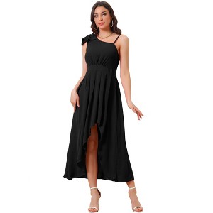 Allegra K Women's Summer Irregular Hem Sleeveless Spaghetti Strap Pleated Flowy Dress - 1 of 4