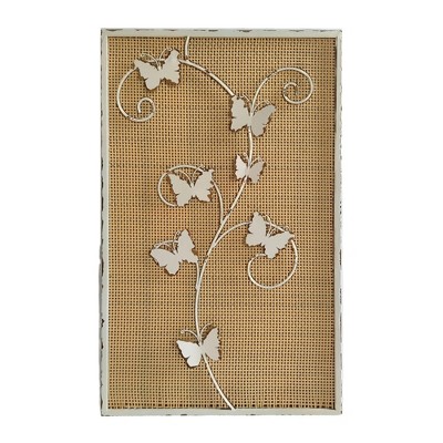 VIP Metal 24 in. Brown Metal and Woven Butterfly Wall Decor