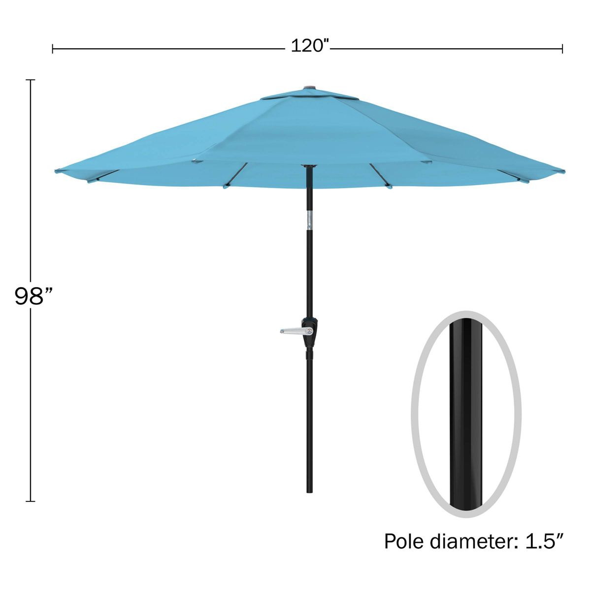 Alaterre Furniture 8pc Outdoor Patio Dining Set, Okemo Table with 10' Auto Tilt Umbrella Blue - thumbnail 8