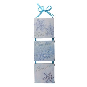 Northlight 15.5" LED Lighted Winter Blue “Magic Christmas Season” Snowflake Wall Art Decoration - 1 of 3