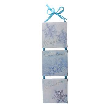 Northlight 15.5" LED Lighted Winter Blue “Magic Christmas Season” Snowflake Wall Art Decoration