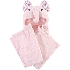 Little Treasure Baby Girl Plush Hooded Blanket, Floral Elephant, One Size - 1 of 1