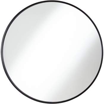 Uttermost Mayfair Round Vanity Decorative Wall Mirror Modern Matte Black Thin Metal Frame 34" Wide for Bathroom Bedroom Living Room Home House Office