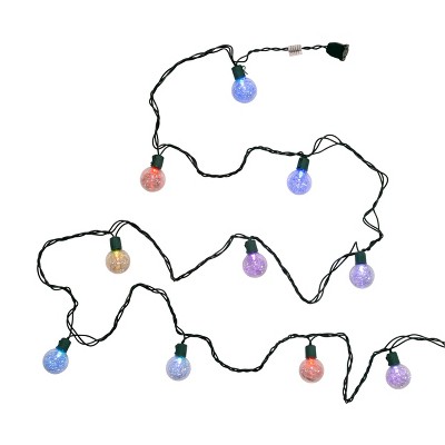 Kurt Adler Silver Tinsel 10-Light Color-Changing LED Ball Light Set